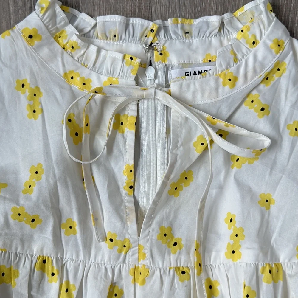 ASOS GLAMOROUS White & Yellow Floral Long Sleeve Romper NWT